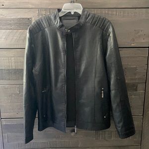 Men’s Motorcycle Faux Black Leather Jacket